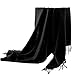 Bawnhaw Black Large Scarf Pashmina Shawl for Women, Fall Winter Soft Cashmere-Feel Fringe Wrap Fashion Accessories for Wedding Bridal Evening Dresses