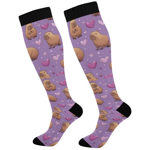 Image of Pigsaly Red White Polka Dot Womens Compression Socks Athletic Tube Sock Knee High Socks Outdoor Sport Socks