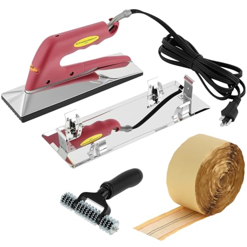 QWORK 10in 800-Watt Carpet Seaming Iron Kit with 4-Heat Settings 66FT Carpet Joining Tape & Extra Wide Seaming Roller
