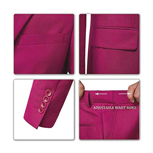 Yanlu Prom Suits for Men 3 Pieces Notch Lapel Fuchsia Homecoming Men Suits Two Button Formal Tuxedos Casual Blazer Vest Pant fs-46404