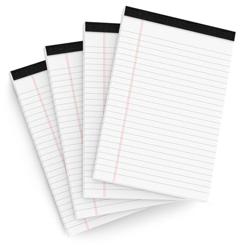Aidunmis - Legal Pads 5 x 8 Note Pads White Small Notepads 5 x 8 Writing Pads 5 x 8 for Office 4 Pack White Lined Writing Notepad 5x8 for Work 80 GSM Paper Bloc Note College Ruled Legal Pad 30 Sheet/Pad