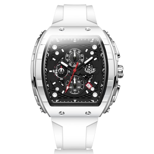 Image of LIGE Mens Watches Luxury Tonneau Watches for Men Waterproof Analog Watch Chronograph Calendar Date Men's Dress Business Work Watch Large Square Face Wristwatch