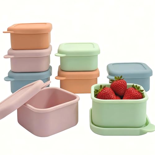 La Mejor Recopilación de Que es recipiente disponible en línea para comprar. 46 Pesilo - Paquete de 8 recipientes de silicona de 6 onzas con tapas, recipiente reutilizable de almacenamiento de alimentos, tazas pequeñas para ensalada, salsa de frutas, lonchera...