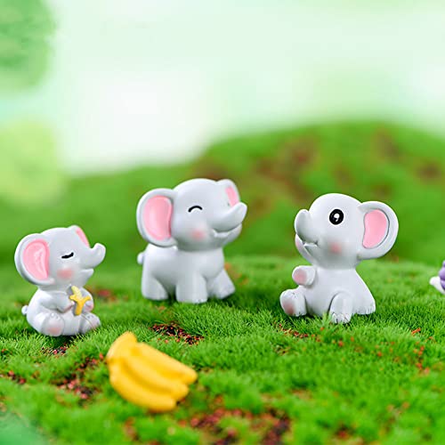 Blapnk 6 Pcs Mini Elephant Animal Figures Toy Cake Toppers, Miniature Elephant Figurines Fairy Garden Moss Landscape Diy Terrarium Crafts Ornament, Cake Decoration Christmas Birthday Gift, Blue #TOP2