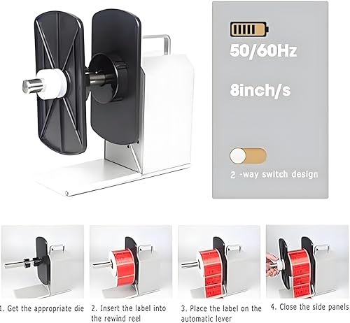 Nawijak etykiet – w pełni automatyczna, dwustronna przegroda, dwukierunkowe przewijanie, szerokość 120 mm, prędkość 20 cm/s do magazynowania i logistyki