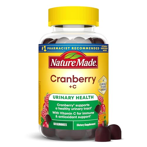 Nature Made Cranberry with Vitamin C Gummies for Adults Urinary Tract Health for Women and Men Cranberry Supplement 50 Gummies 25 Day Supply