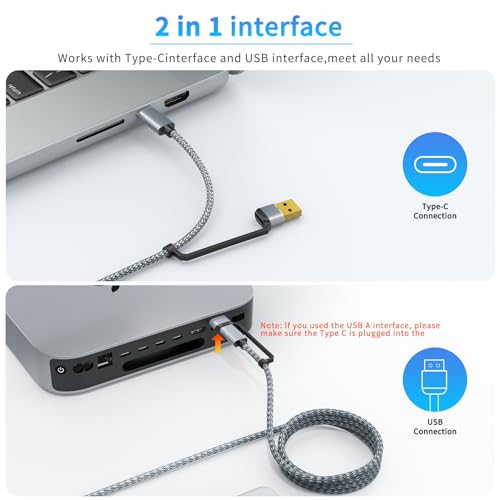 Ultra-Slim Wired Keyboard for Apple Mac, USB & Type-C Conversion Cable, 78 Scissor Keys, Media Hotkeys, Compatible with MacBook, iMac Mini&Pro, Laptop Computers, Windows Desktop PC, Black