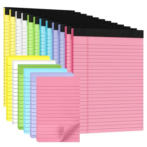 18 Pack Note Pads 5x8, Lined Sticky Notes 4x6 Color Small Notepad, 50 Sheets per Writing Pad, Perforated Legal Pads Bulk Narrow Ruled Writing Pad＆Self-Stick Note Pads for College Office Journal Work