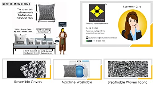 Image of Reversible 20x20 Black Cotton Argyle Woven Pack of 1 Fashion Throw Pillow Covers Cases for Couch Sofa Home Decoration | 50 x 50 cm