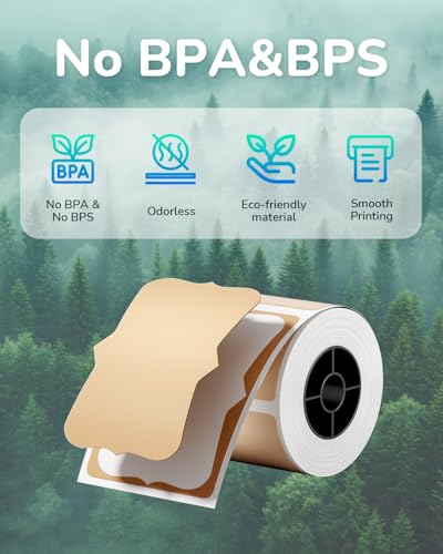 Image of Phomemo Thermal Labels- Khaki Fancy Shape Label Sticker, 1.96 inch x 3.14 inch Self-Adhesive Labels for M110 /M100 /M220 /M250 label Printers, 50x80mm Thermal Paper for Gift, Candle, Logo, Baking Box, 90pcs /Roll