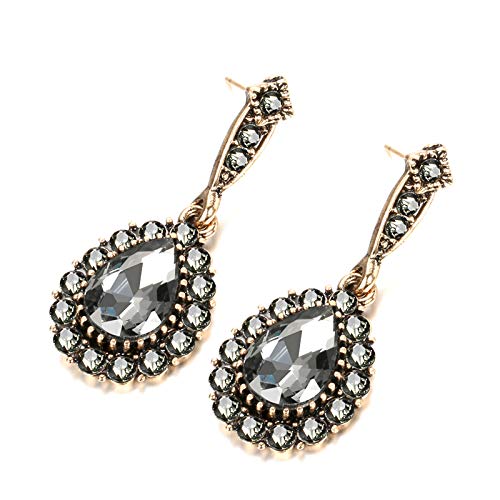Earrings Hoops Studs Ear NailsLuxury Gray Crystal Bridal Earrings for Antique Gold
