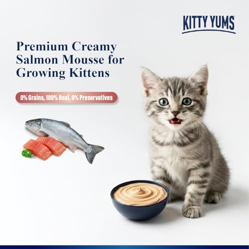Image of Kitty Yums Kitten Wet Mousse 80g(4+1) Pack of 5, 400g | Salmon | Rich in Protein | Promotes Hydration & Easy to Digest | No Artificial Flavours | Packed with Essential Vitamins & Antioxidants