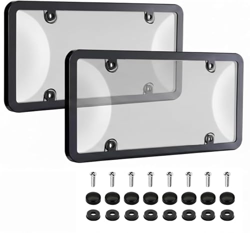 License Plate Holder & Frames, 2 Pack License Plate Protector, ABS Car Front/Rear License Plate Frame with Screws Caps, Fit Any Standard US Plates(Grey) by APDOMU - Used condition - US$10.88