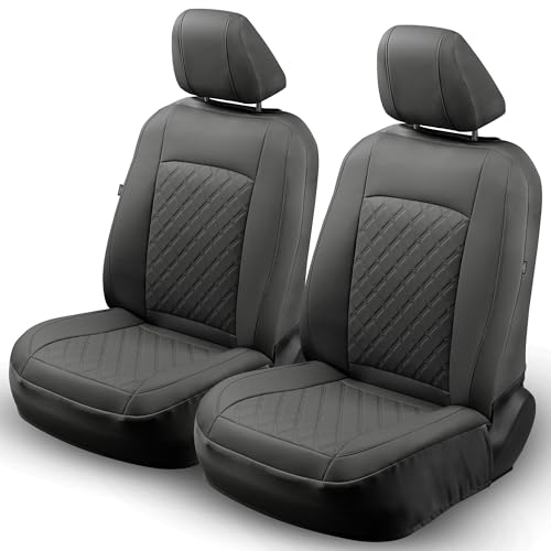 Image of GIANT PANDA 2PCS Front Seat Covers for Subaru Outback Forester Crosstrek Legacy Impreza, Faux Leather Bucket Seat Cover Fit Subaru Seat Protectors-Solid Black