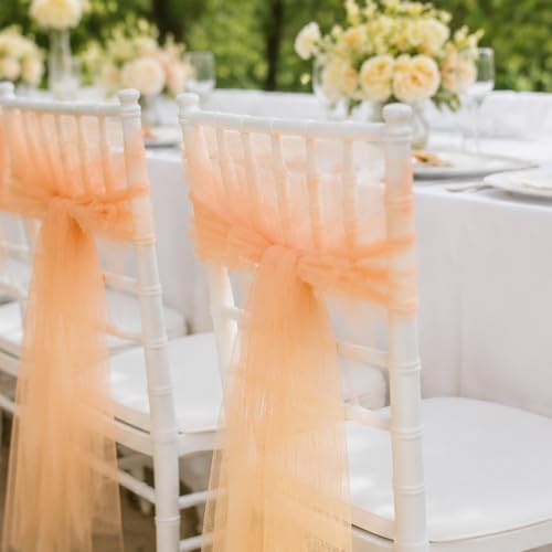 Image of Nude Tulle Fabric Ribbon 6 Inch by 25 Yards Rolls Fabric Spool Tulle for Gift Wrapping Wedding Decorations Craft Supplies DIY Tutu Skirt Baby Shower Birthday Party