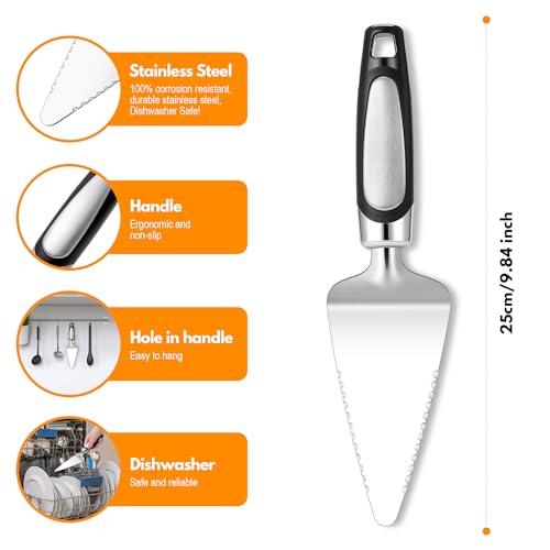 Rainspire Pie Server Spatula Stainless Steel, Pie Cutter Cake Cutter Slicer, Cake Server Spatula, Dishwasher Safe, Edges On Both Sides, Black - Thumbnail 2