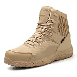 Picture of AZXPROT Men's Military Tactical Boots, 6" Waterproof Lightweight Combat Boots, Comfortable Non-slip Outdoor Desert Work Shoes Tan 10
