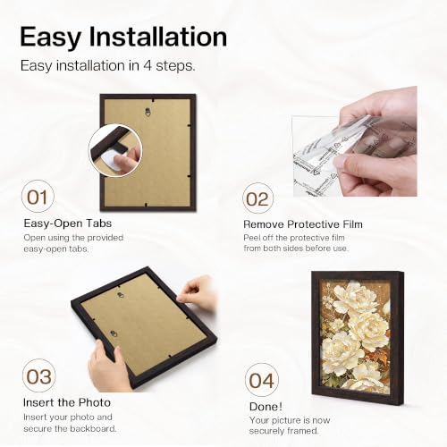 Image of Picrit 11x17 Picture Frame 3 Pack, Wall Mount Display, Walnut Wood Grain