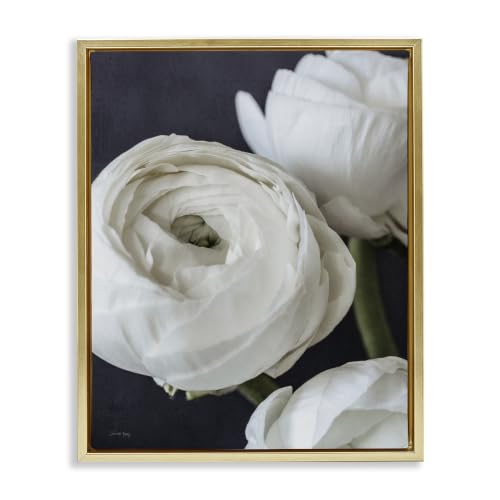 Ranunculus Blooming Close Up Floral, 17 x 21 Inch Canvas in Floater Frame