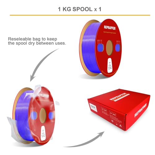 Image of RepRapper Glow in the Dark Purple PLA Filament 1.75mm (+- 0.03mm) 2.2lb (1kg) for 3D Printer, Phosphorescent Glow PLA Purple Color