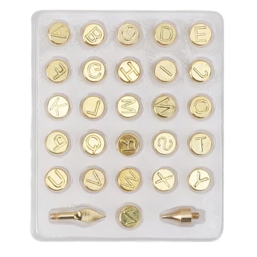 Kit para Quemar Leña, Punta para Grabar en Relieve, Puntas para Quemar Madera, Sello para Quemar Madera, 26 Letras, Alfabeto de Latón, Punta para Tallar, Artesanía, Madera,