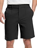 TBMPOY Mens Work Dress Shorts Golf Stretch Waistband Summer Pleated Casual Business Dressy Short for Men with Pockets Black 36