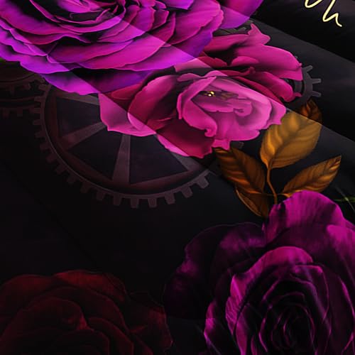 Image of AILONEN Purple Moon Rose Comforter Set Full Size, 3D Floral Pattern Bedding Set for Girls Women Room Decor, 3Pcs Soft Lightweight Duvet Set With 1 Quilt and 2 Pillowcases