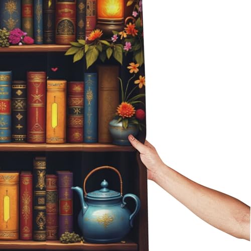 Rideau de douche moderne bibliothèque imprimé tissu épais lavable 152x183 cm - 3