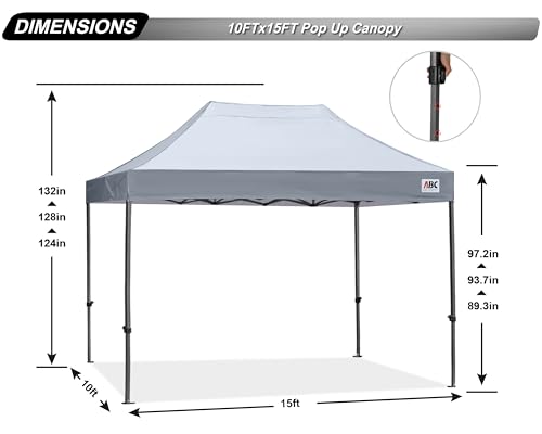 Image of ABCCANOPY Patio Pop Up Canopy Tent 10x15 Commercial-Series (Gray)