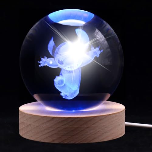 Moodlamp 3.15 Inch 3D Crystal Ball Cartoon Lamp Amine Gifts for Girls 16 Colors Changing & Remote Control