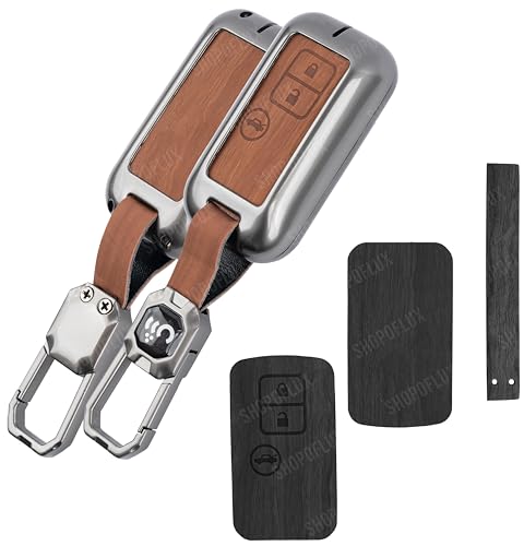 Image of SHOPOFLUX Metal key Cover Compatible with Suzuki Dzire | Ertiga 3 button smart key (Black) (Pack 1)
