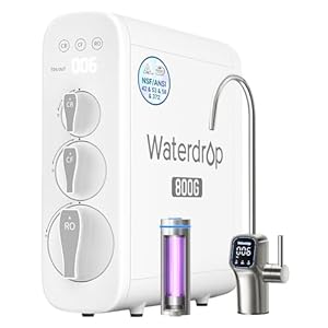 Waterdrop G3P800 Reverse Osmosis System, 800 GPD Fast Flow, NSF/ANSI 42 & 53 & 58 & 372 Certified, 3:1 Pure to Drain, Tankless Under Sink RO Water Filter System, LED Purifier, Smart Faucet