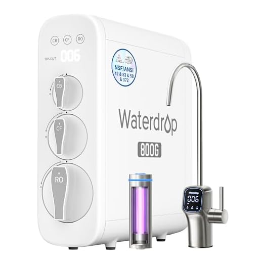 Waterdrop G3P800 Reverse Osmosis System, 800 GPD Fast Flow, NSF/ANSI 42 & 53 & 58 & 372 Certified, 3:1 Pure to Drain, Tankless Under Sink RO Water Filter System, LED Purifier, Smart Faucet