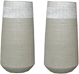 Hosley Set of 2 Ceramic Vases 10-Inch High Grey Mixed Color Modern Home Decor Accent for Stylish Interior Design and Floral Arrangements
