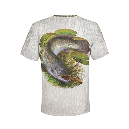 Bowfin and Crayfish - Camiseta de pesca de manga larga unisex con protección solar, capucha y polaina integrada (opción manga corta también disponible) - Manga corta - XS Camuflaje miniatura 1