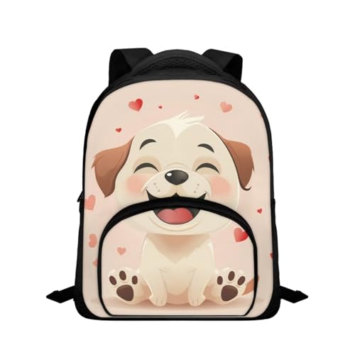 Flashideas Cute Dog Backpack for School Girls Cute Book Bag with Compartments 12 Inch Kids Backpacks Lightweight Casual Daypacks Kindergarten Elementary Kids Backpack