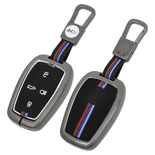 Image of JVCV Rugged Armor Metal Key Cover Compatible with Tata Nexon Harrier Tiago EV Altroz Tigor Safari Nexon EV Punch Punch EV | Shockproof Scratch-Resistant 360 Protection | Premium Car Key Case