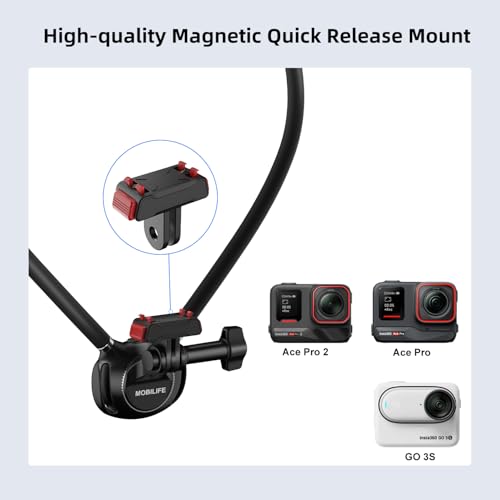 Image of MOBILIFE Insta 360 Action Camera Neck Mount Quick Release Hands-Free POV Neck Holder Ergonomics Silicone Anti-Shake Chest Strap Air Cushion Compatible with Insta 360 Ace /Ace Pro /Ace Pro 2 /Go 3S