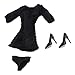 Baoblaze 1/6 Einteilige Spitzenkleid Kleider Bekleidung Kleidung für 12-Zoll Action Figur - Schwarz