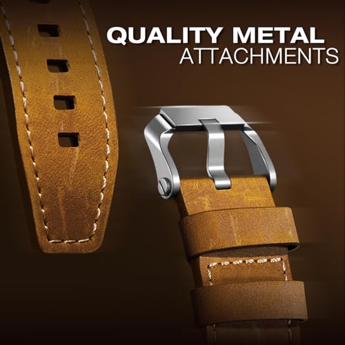 Image of Leather bands Compatible With Apple Watch Ultra Band 49mm 46mm 45mm 44mm 42mm, Superior Genuine Leather Rugged Metal Connector Durable Strap for Men iWatch Ultra3 2 1,Series 11 10 9 8 7 6 5 4 3 SE3 SE