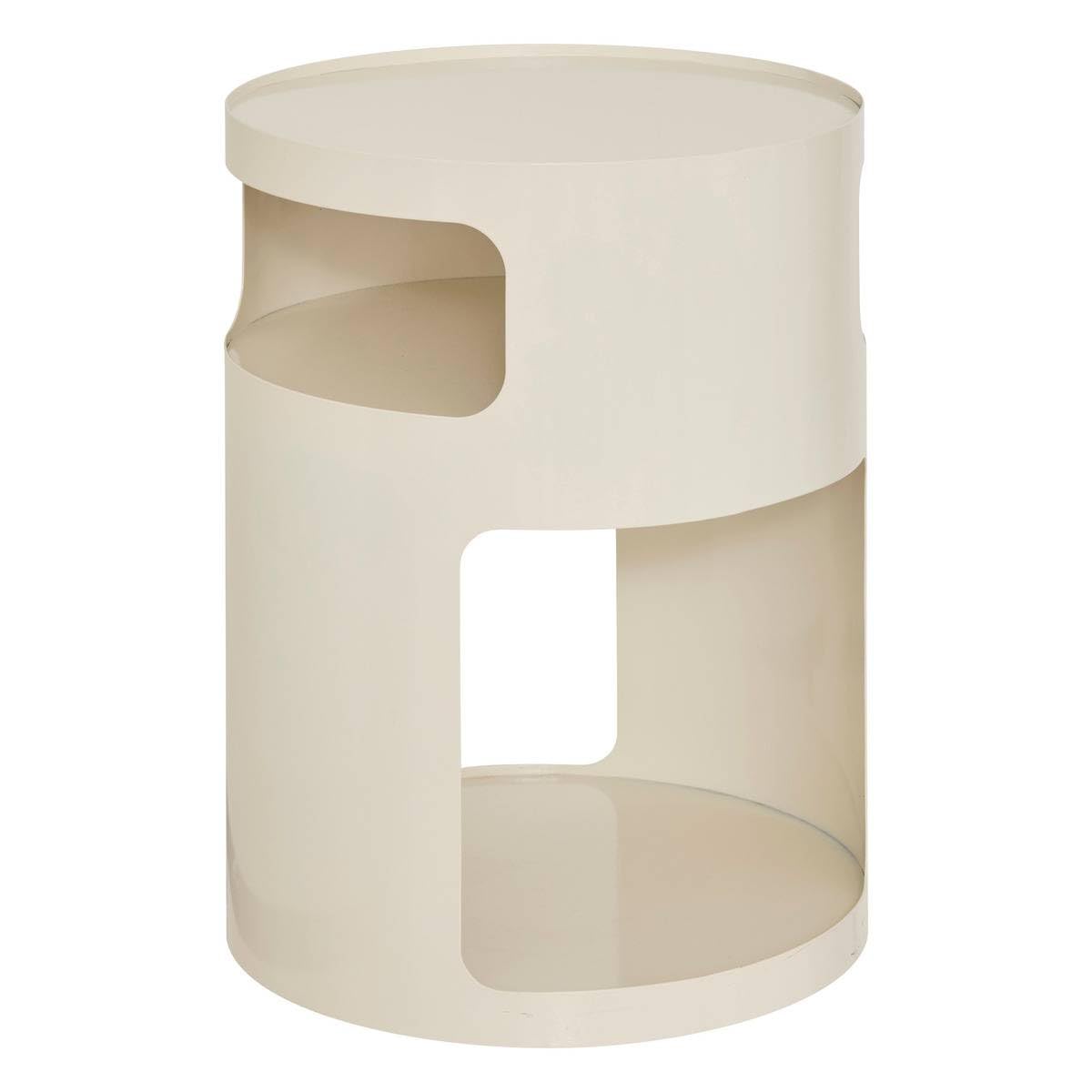 Atmosphera - Table d'Appoint Ronde Ashdal - Argile - D 32,​5 x H 45 cm - Acier, 2 Étagères, Finition Brillante - pour Salon, Chambre, Bout de Canapé