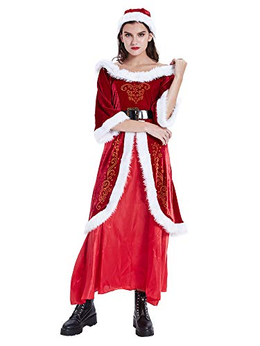 Feynman Femmes Robe de Reine Princesse de Noël Déguisement Vêtements Retro Royal Costume de Soirée Adulte