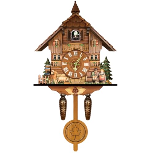 SOPERIT Coucou Horloge Murale Forêt-Noire sculpté mécanique Oiseau Fait Main décoratif d'intérieur, Horloge Pratique, réveil ，Salon Cuisine Restaurant Café Hôtel Bureau décoration