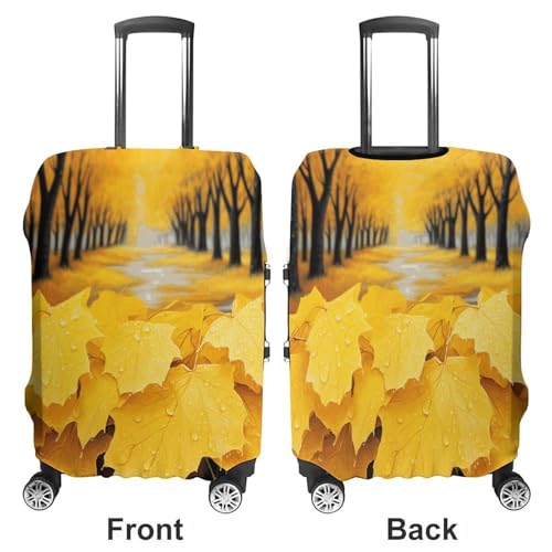 Travel Luggage Cover Elastic Suitcase Cover Autumn Yellow Leaves Luggage Covers Luggages Protector Covers for Travel Anti-Scratch Luggages Decorative Cover for Adult S3