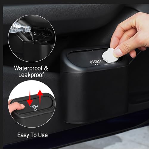Image of Car Trash Can with Lid, Mini Auto Garbage Bin Organizer, Automotive Storage Container, Suitable for Vehicle, Home, and Office