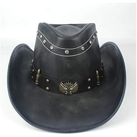 2019 Damen Hats Unisex 100% Leder Schwarz Westernhut Cowboyhut Cover