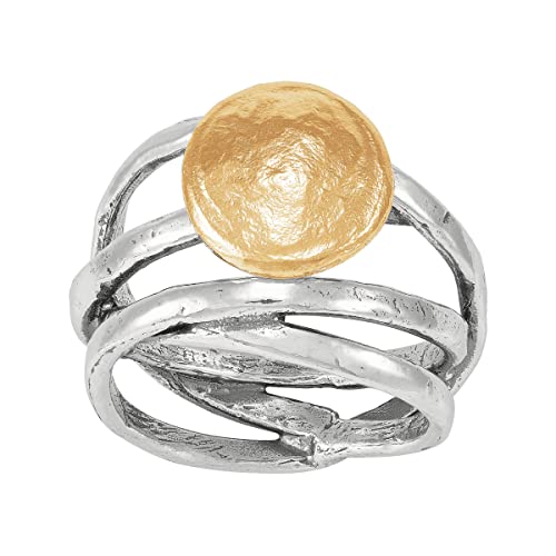 Silpada 'Moondance' Ring in Sterling Silver with 14K Yellow Gold-Plating, Size 8, Size 8