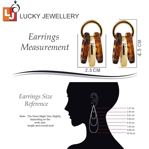 18k Plated Circle Link Drop Earrings with Multiple Rings