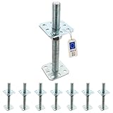 8 Embases pied de poteau réglable par vis - à visser - Platine 80x80mm - M24 - Acier galvanisé - Fabrication Europe