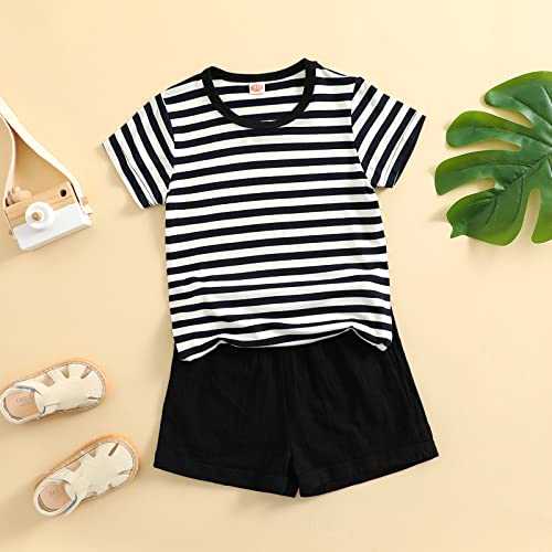 Toddler Girls Boys' Short Sleeve Striped Crew Neck T-Shirt Kids Plain Cotton Classic Summer Casual Tees Boys Clothing2